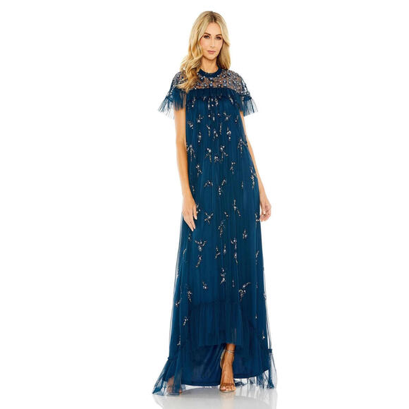 NWT MAC DUGGAL STYLE 9262 Embellished High Neck Long Size 14 #LD0210